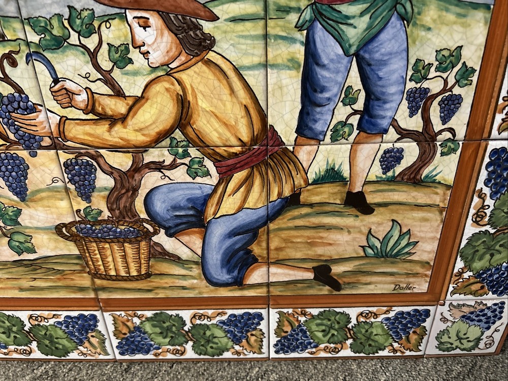 Hand Painted Ceramic Tile Mural Wall Art From Spain 30x24"