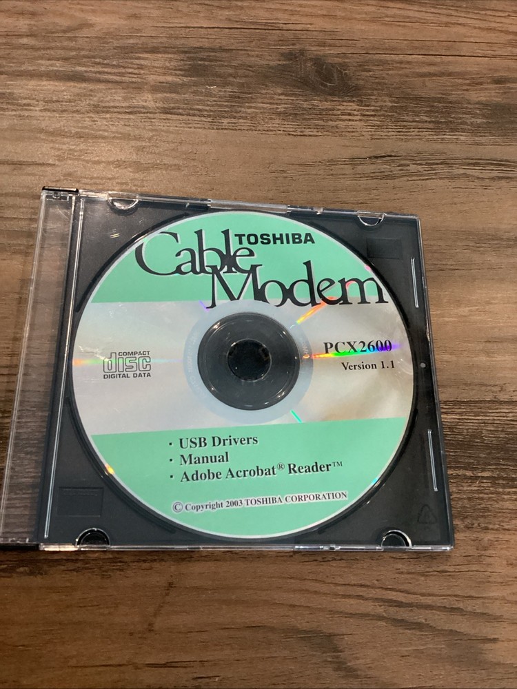 TOSHIBA CABLE MODEM SOFTWARE, PCX2600, VERSION 1.1, INCLUDES USB DRIVERS, MANUAL