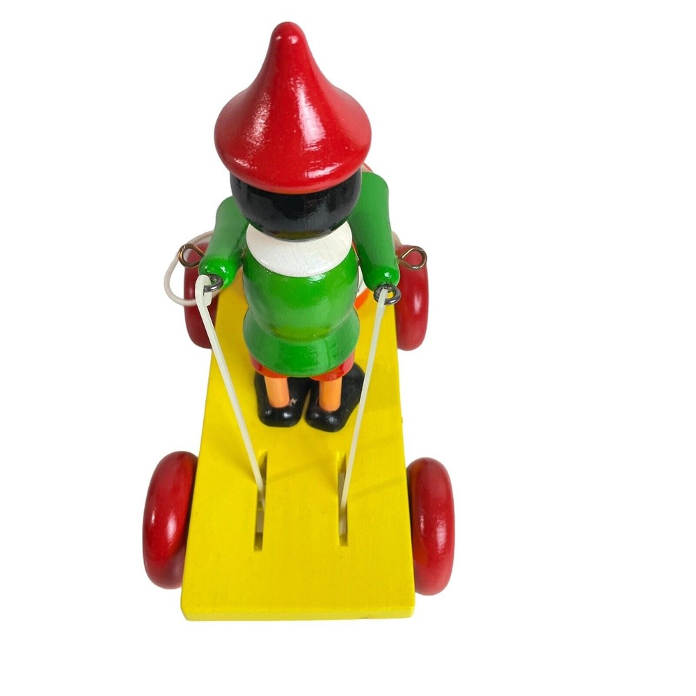 Wooden Pinocchio Playing Drum Pull String Children's Toy