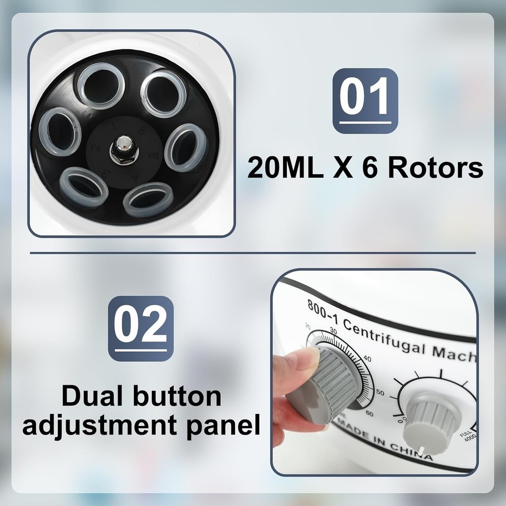 High-Efficiency Lab Centrifuge - 6 Tubes, Precise Speed Control, Timer Function