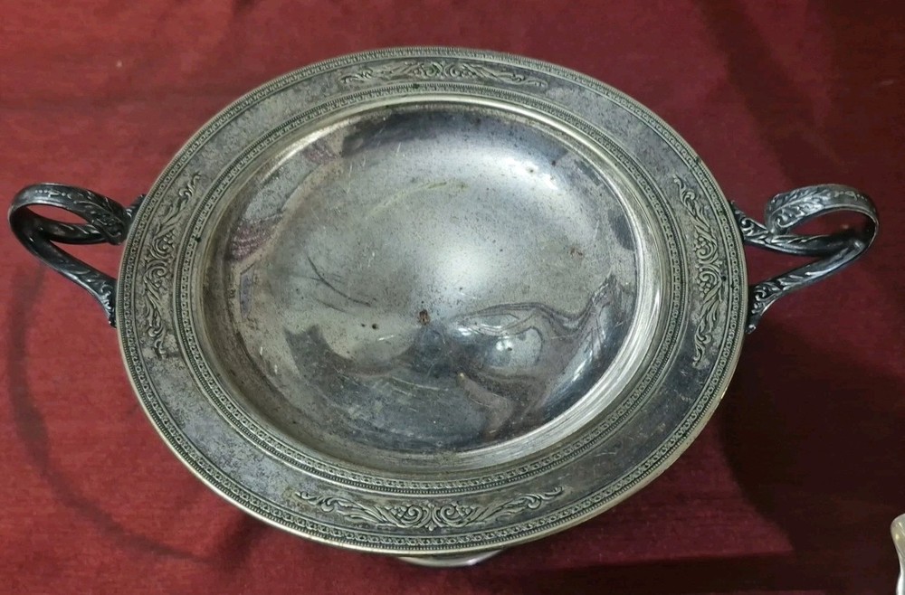EPNS Ornate Homan Plate Double Handle Compote Dish