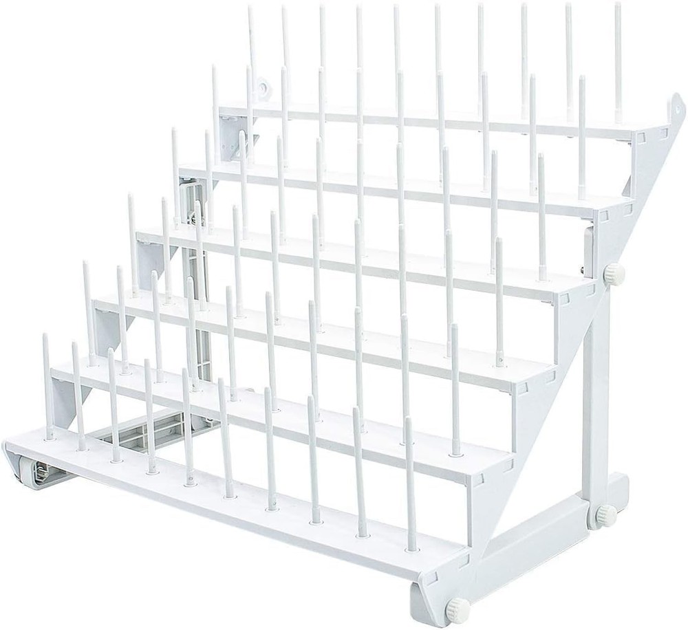 60 Spool 30 Cone Thread Rack Wall Mounted Bright White Plastic Holder Sewing