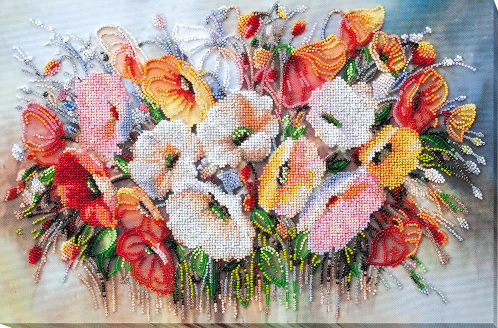 DIY Bead Embroidery Kit Delicate Flowers Beaded stitching needlepoint beadwork