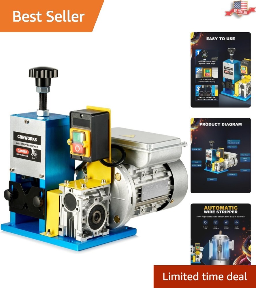 Compact Electric Wire Stripping Tool with Ergonomic Grip & Emergency Stop