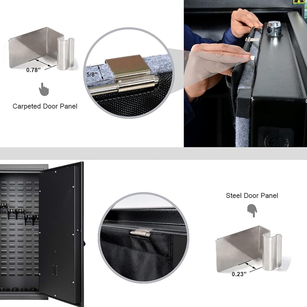 Gun Safe Door Panel Organizer Adjustable w Pistols holsters Documents Storage