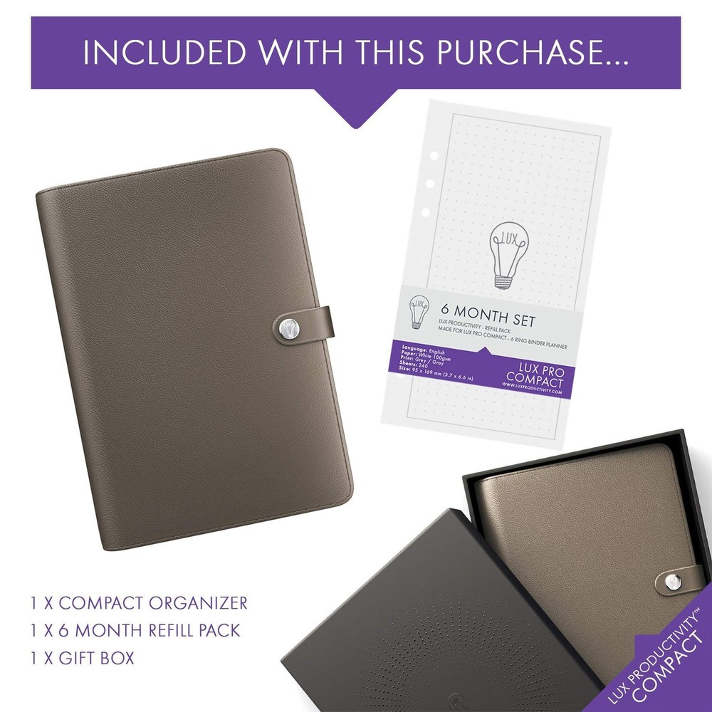 LUX Productivity COMPACT Personal Planner – Best Undated Diary/Organizer w