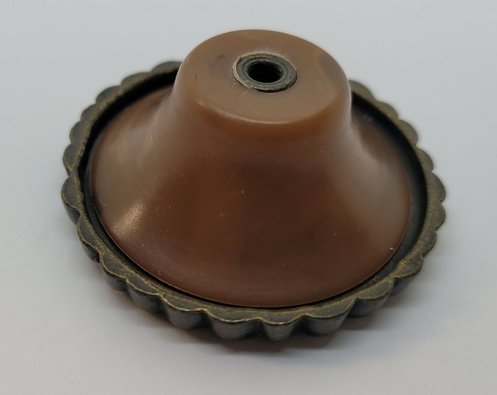 2" Round Bakelite Zinc Diecast Waterfall style knob pull mid century modern rust