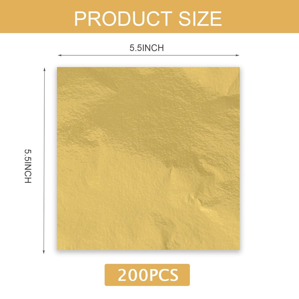 200Pcs Gold Leaf Sheets Foil for Gilding Crafting, 200pcs, GOLD