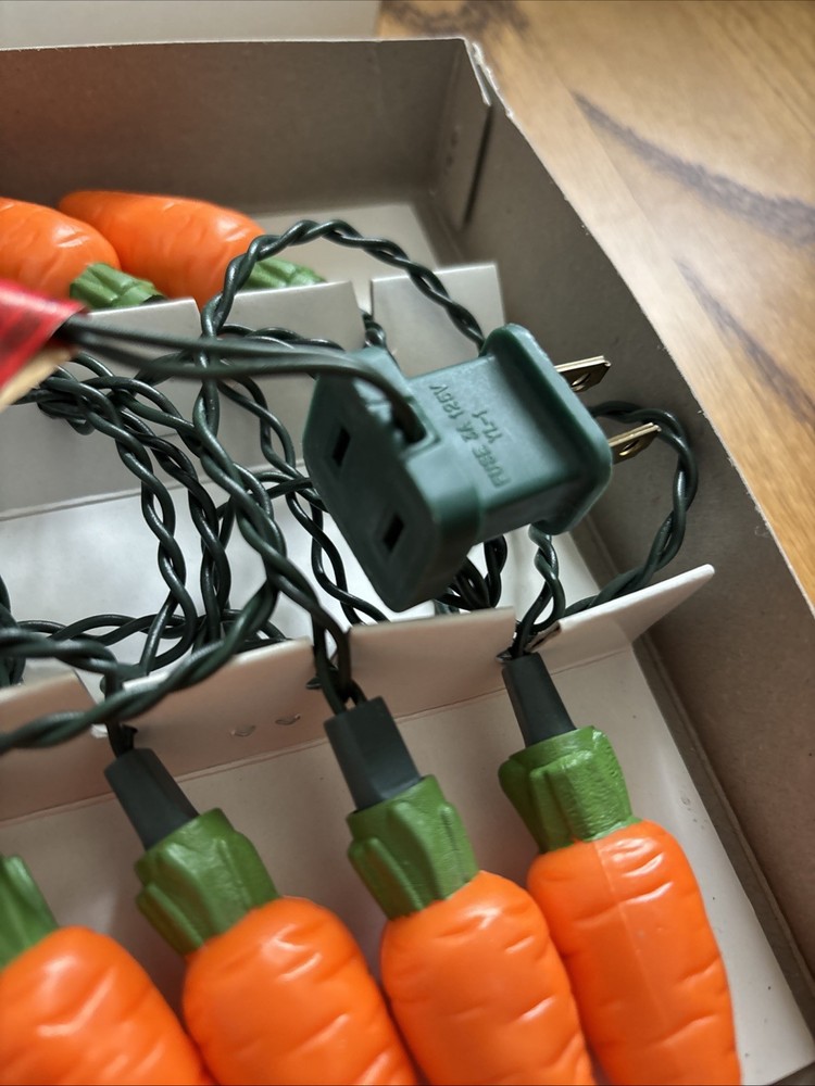 2 Sets Vintage Easter 20 Carrots Indoor String Lights Tested & Working Frank’s