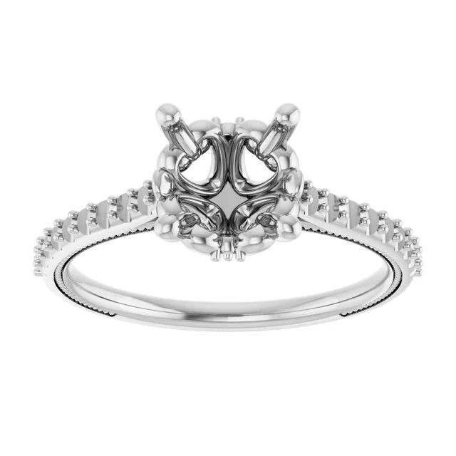 Women Engagement Semi Mount Ring Setting Cushion 9 mm 925 Silver
