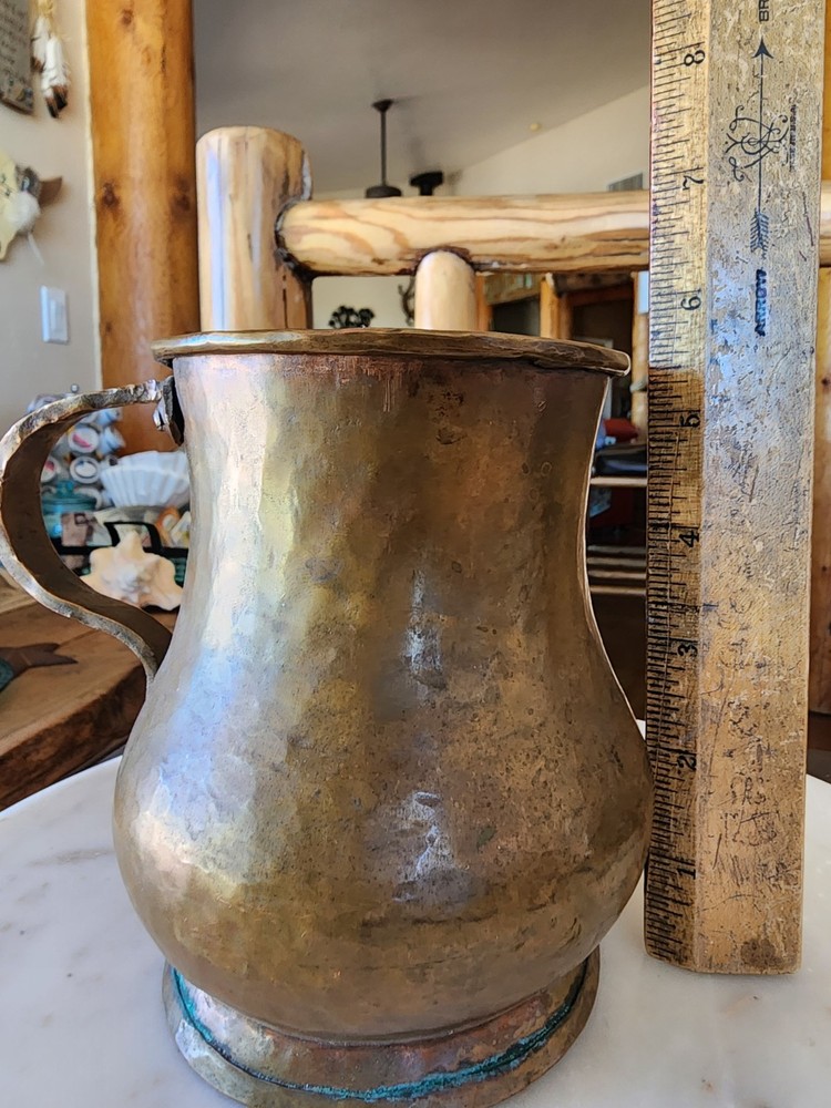 Vintage Hand Hammered Copper Pitcher Jug Riveted Rustic Primitive Farmhouse