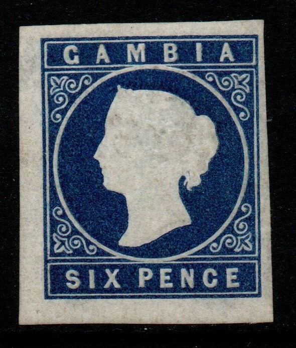 GAMBIA SG7 1874 6d DEEP BLUE MTD MINT