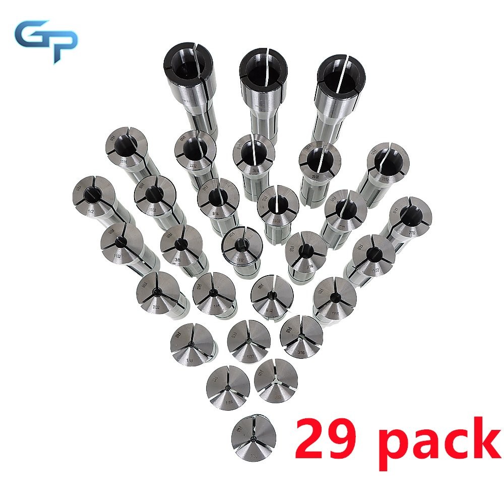 29 Pc R8 Collet Set Fractional 1/32" - 1" High Precision