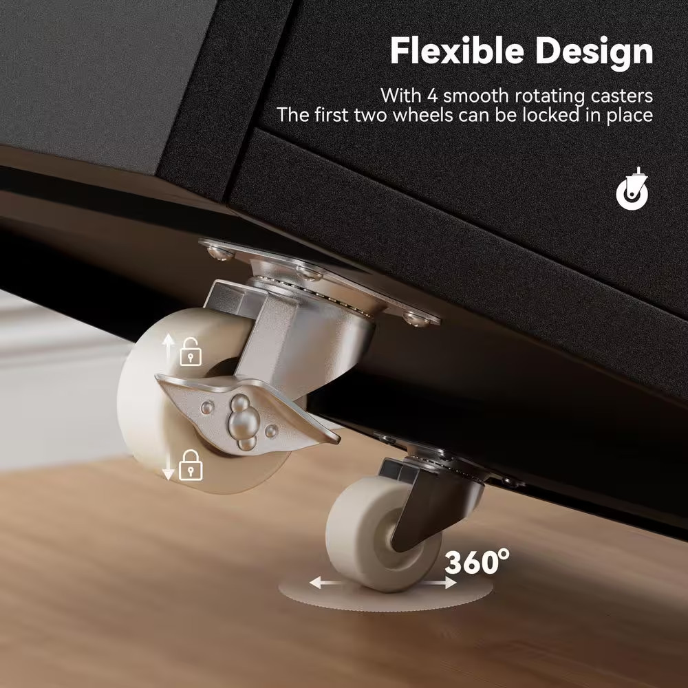 Fridge Stand with Storage Adjustable Shelf Metal Printer Table with Wheels for H