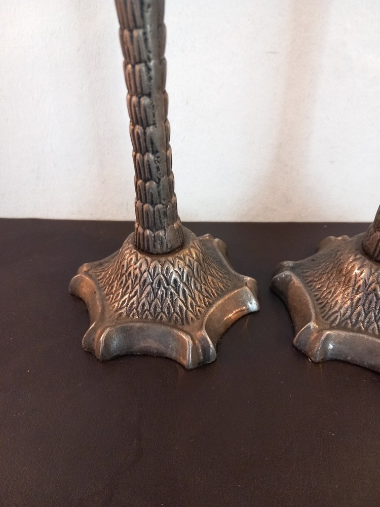 Vintage Silver Plated Pamtree Candle Sticjs X2, 18cms Tall