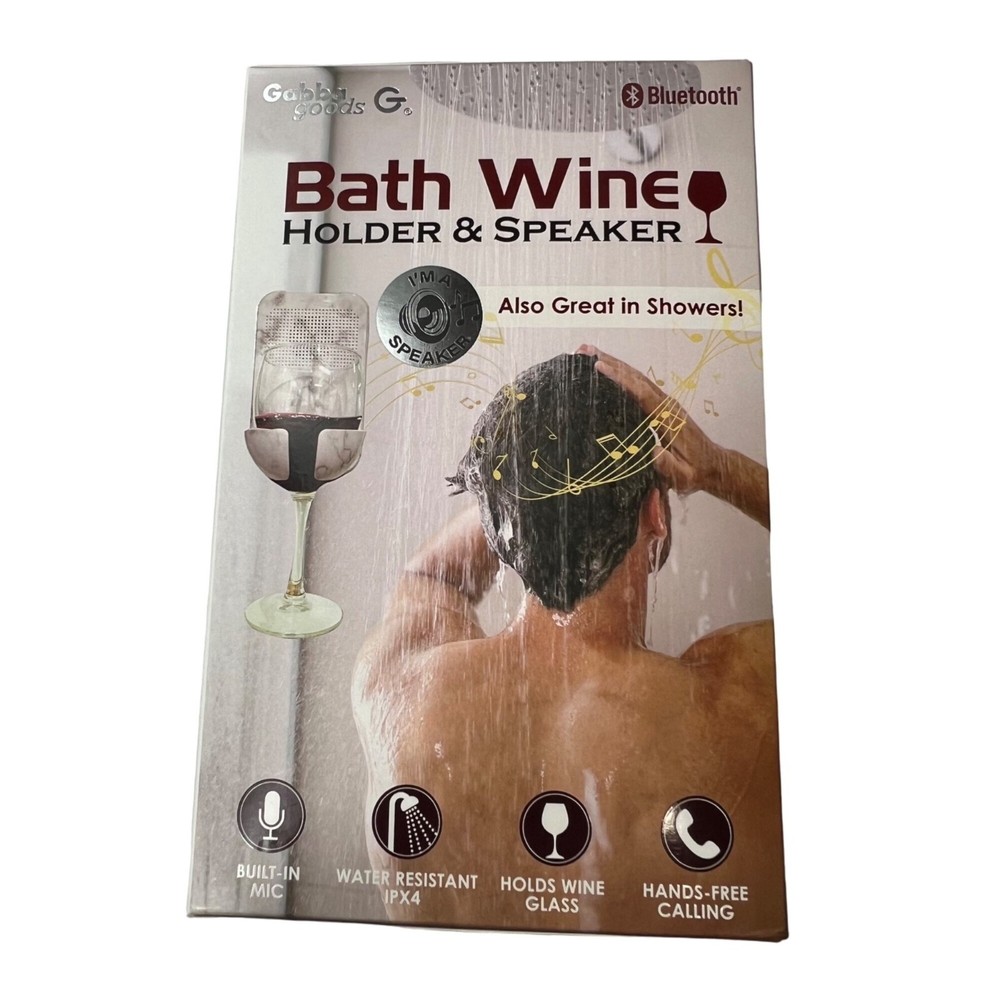 Gabba Goods Bath Wine Holder & Speaker Bluetooth White