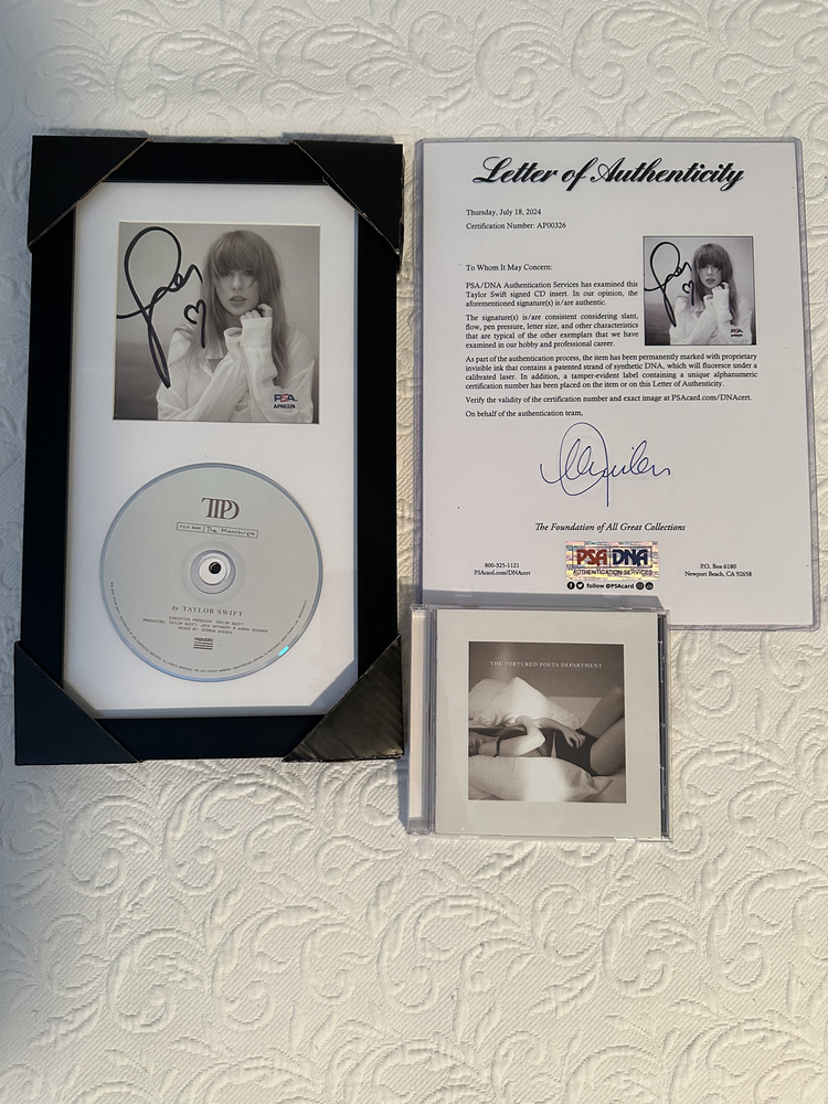 TTPD Taylor Swift Signed insert with CD in Display Case ✅PSA COA✅