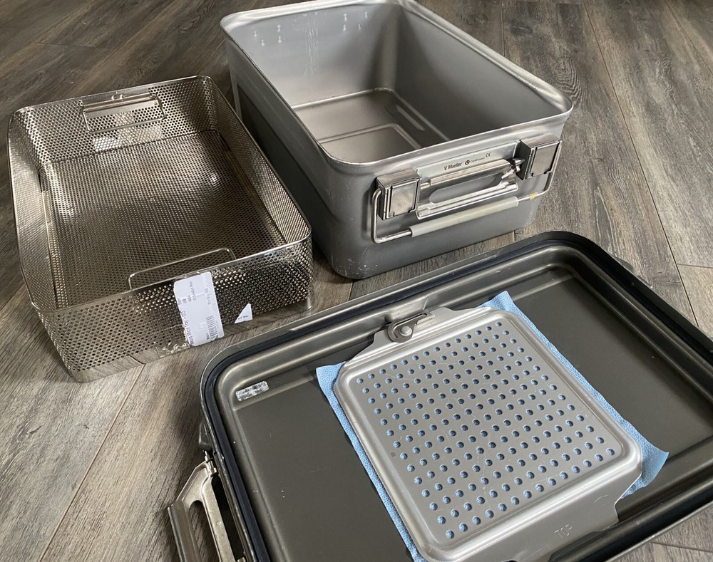 V. Mueller Genesis Sterilization Case / Tray (17.5" x 12" x 7") Includes Basket