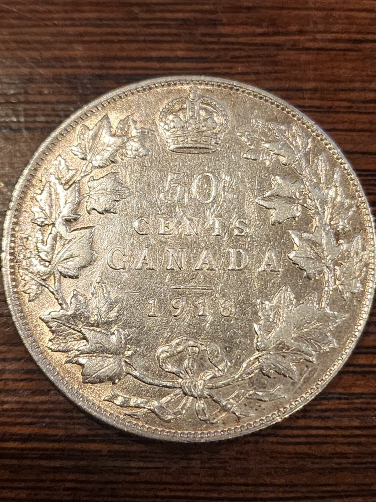 1918 Canada 50 Cents Silver Coin