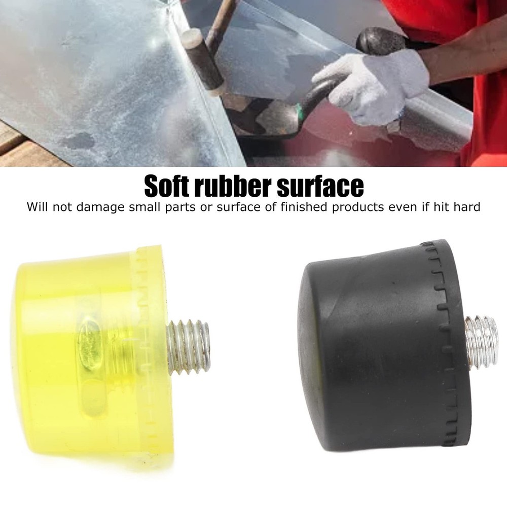 Kadimendium 2 Set Rubber Striking Head Hammer Replacement Tips Black,yellow