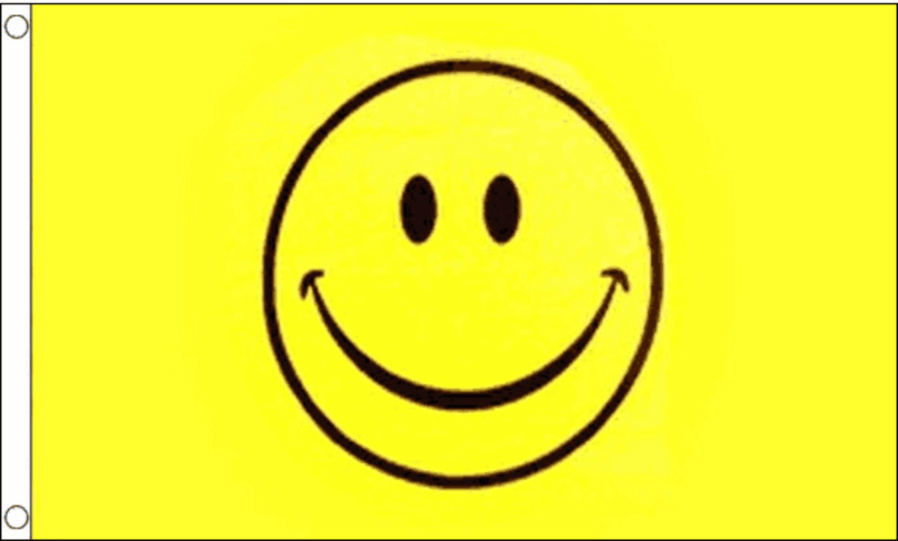 Premium Large 5x3ft Yellow Smiley Face Flag, 90x150cm POLYESTER