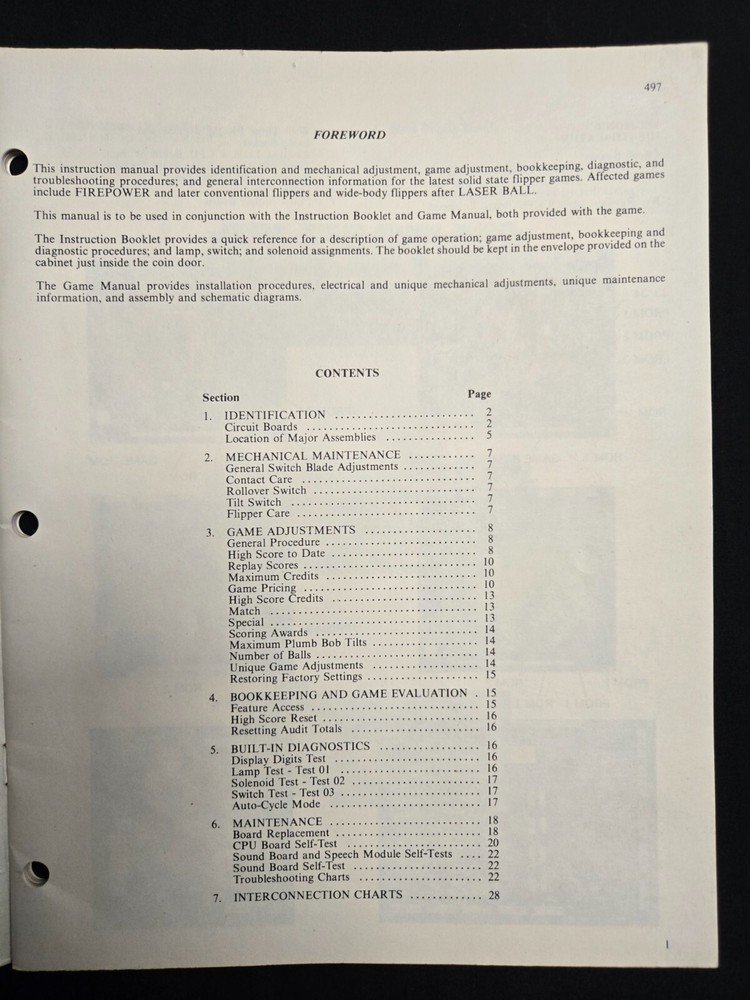 Original 1980 Williams Solid State Flipper Maintenance Manual Firepower & Later
