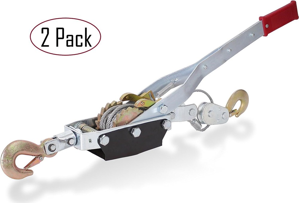2 Pack - 4 TON WINCH Dual Gear Power Ratcheting Pull System Come-Along Tools