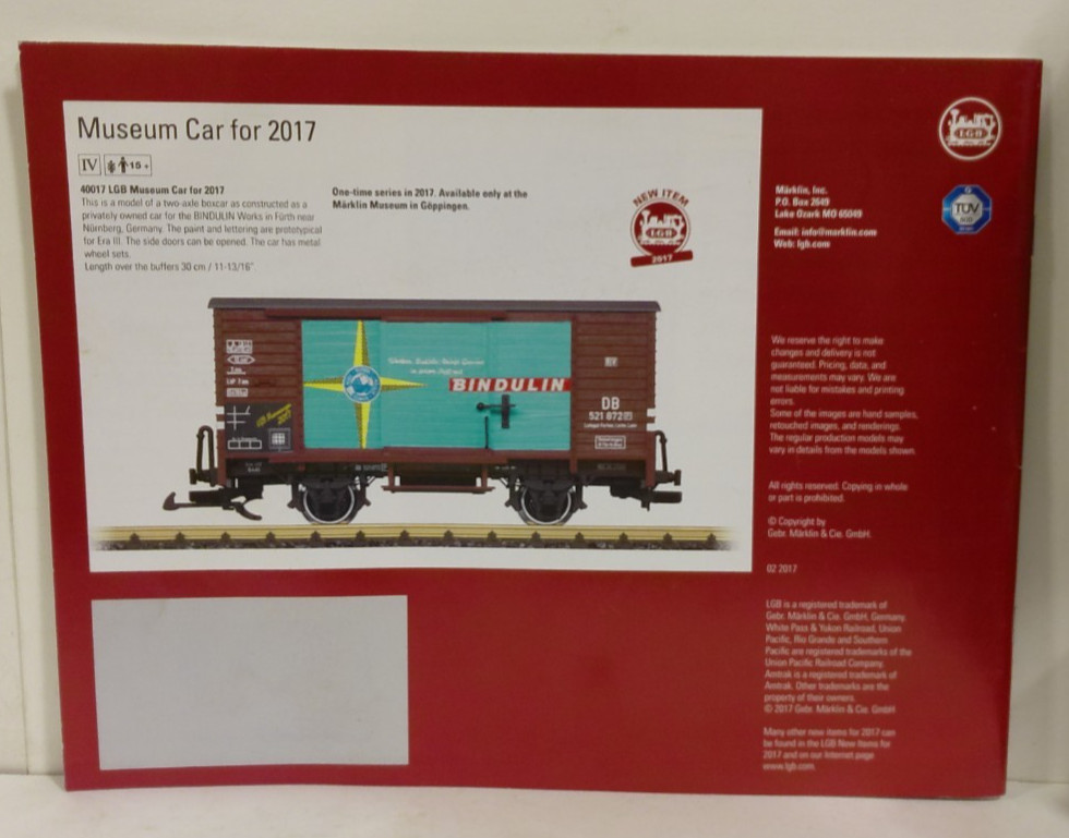 LGB US Models for 2017 Catalog