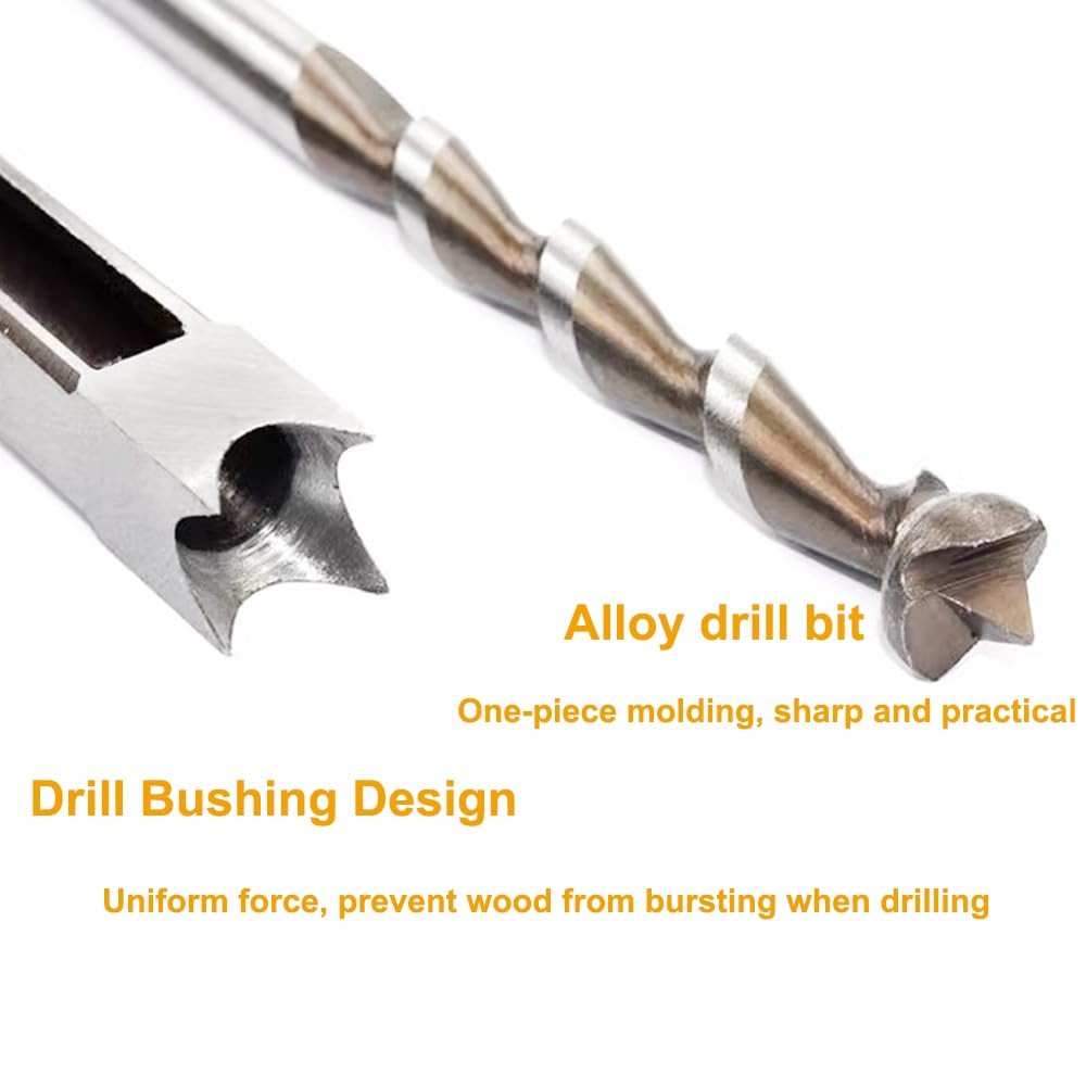 6Pcs Square Hole Mortise Chisel Drill Bit Tools, HSS Woodworking Hole Saw