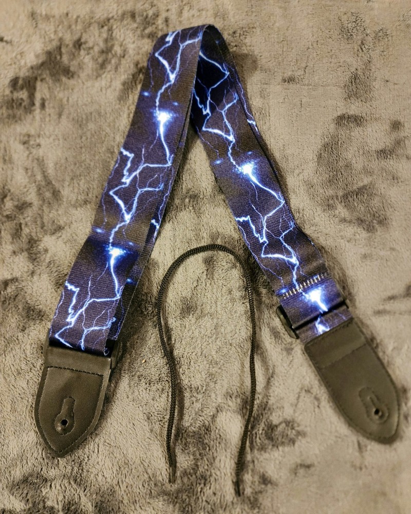 Blue lightning bolt Guitar Strap