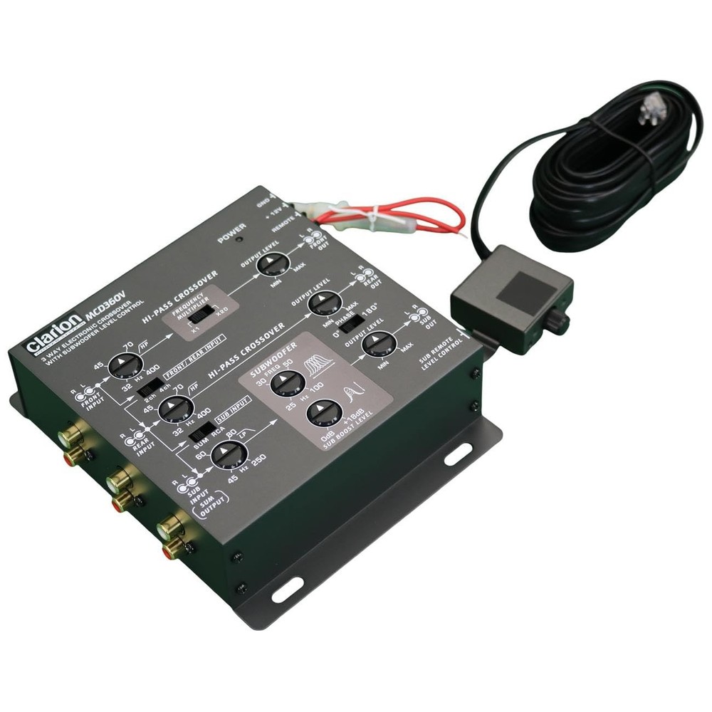 3Way Electronic Crossover with RCA Inputs and Remote Subwoofer Control