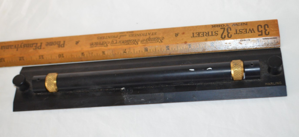 Vintage 12" W H Harling Parallel Rolling Rule Ruler w/Case Drafting Charting
