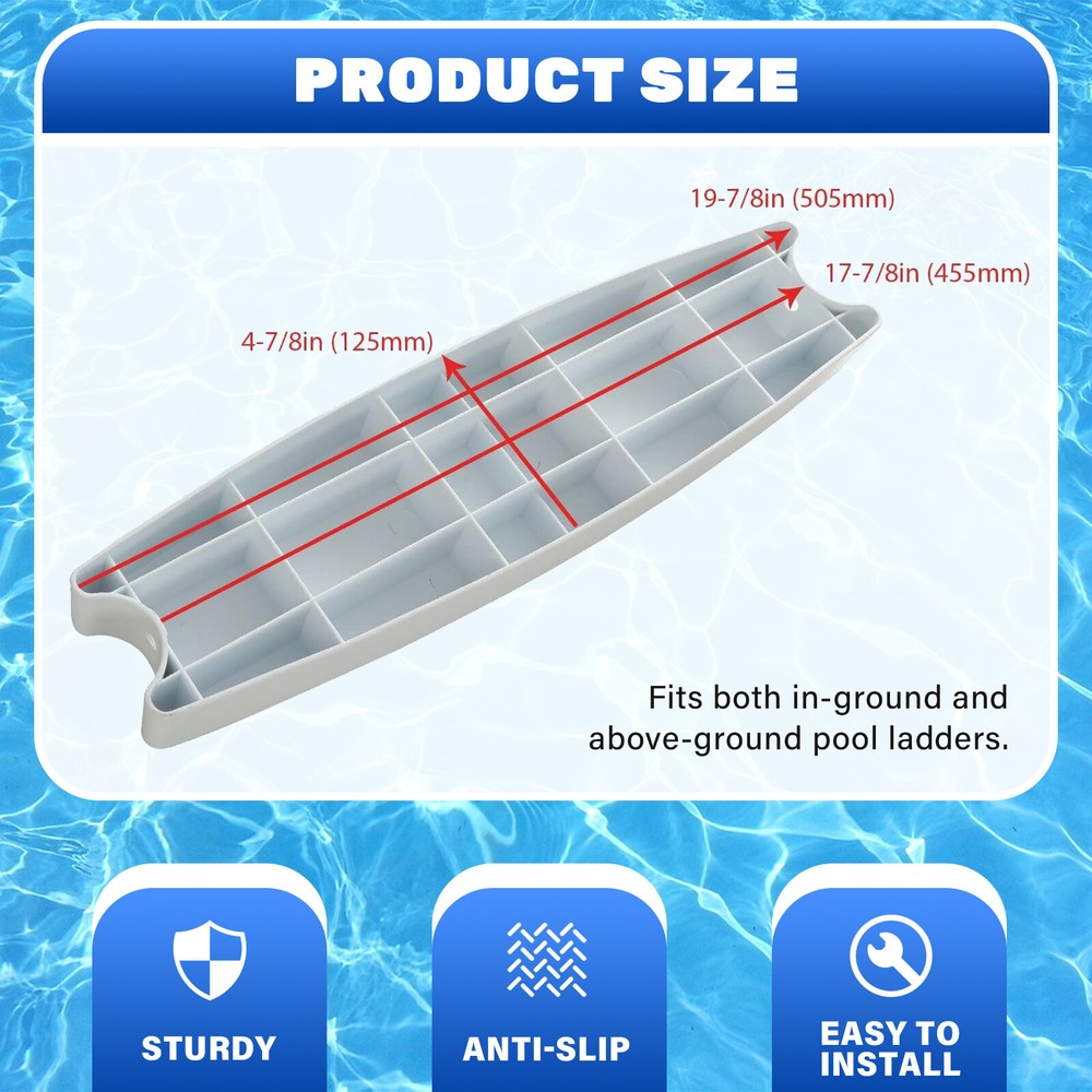 3Pcs Swimming Pool Molded Plastic Replacement Ladder Rung Steps