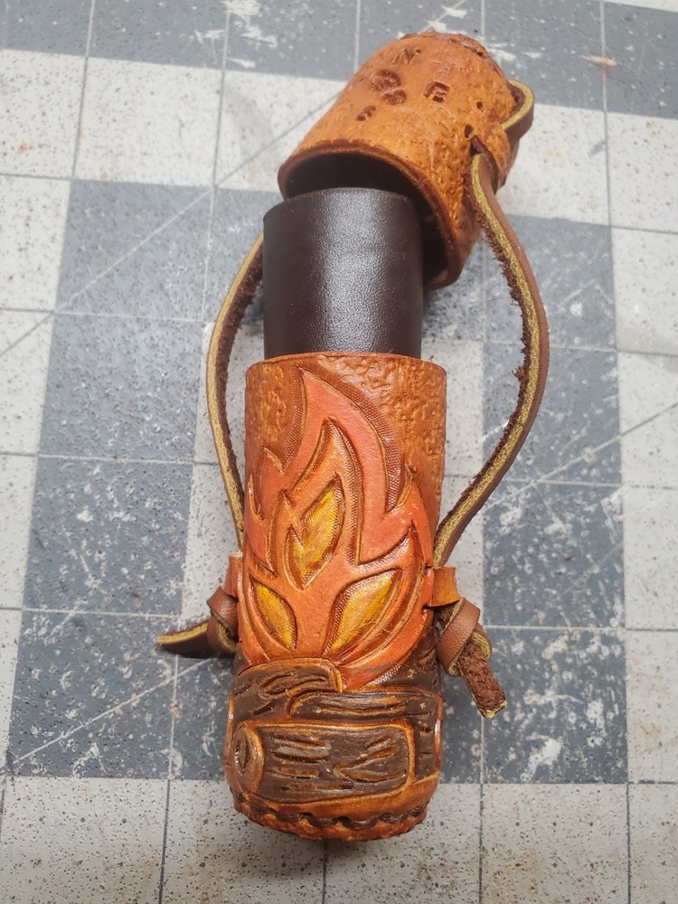 Bushcraft Pocket Fire Kit, Tooled Leather