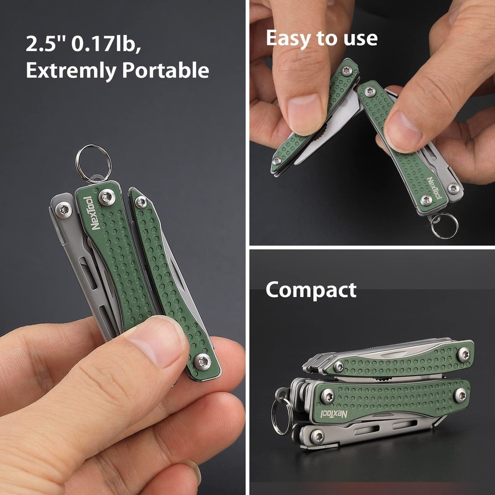 EDC Keychain Multitool, 10 in 1 Mini Pocket Knife Multi Tool with Needlenose ...