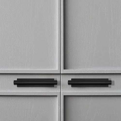 Self-Stick Push Pull Cabinet Handles - Black ABS Plastic Drawer & Door Pulls (30