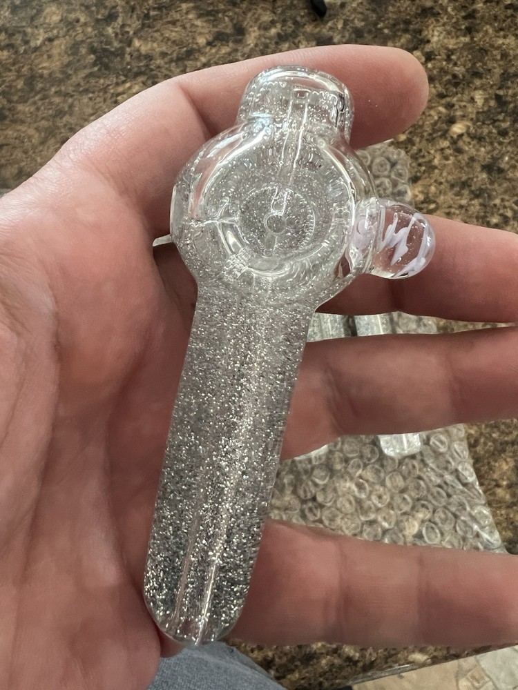 Glycerin Filled Silver Glitter Pipe