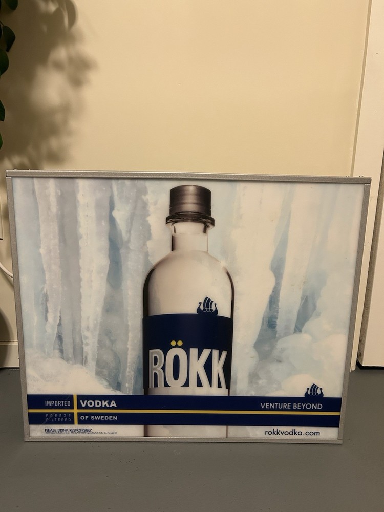 Rökk Vodka Advertisement Sign Lights Up