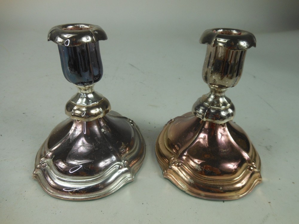 Pair Oneida Silverplate Candlesticks Silver Plated 4 3/4"