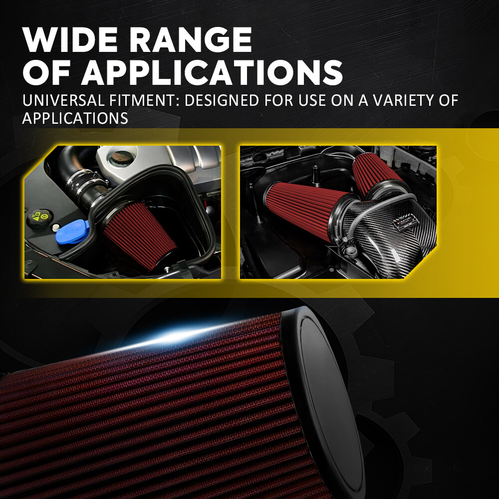 4'' 102mm Long High Flow Inlet Cone Dry Filter Cold Air Intake Replacement