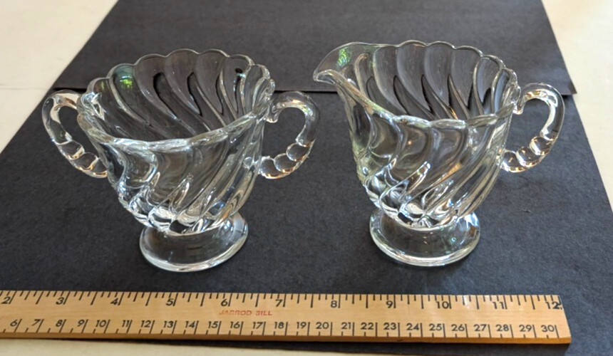Vintage Glass Sugar & Creamer