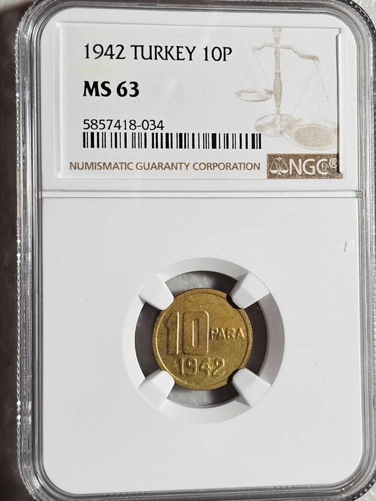 Turkey 10 Para 1942 NGC MS 63