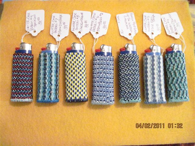 Hand Beaded Original Design Lighter Cases..Blues.Collection