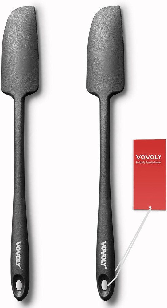 2-Pack Vovoly Silicone Jar Spatulas, Small Seamless Design Rubber Scraper with S