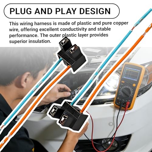2PCS H7 Bulb Socket, Bulb Socket Harness Extension Kit, Replacement of Pure
