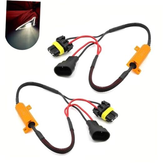 2 PCS 9006/HB4 Car LED Bulb Resistor Decoder, 50W 12V LED Load Resistor Kit,