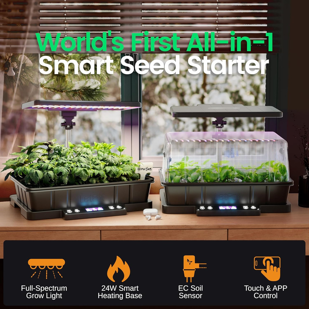 Smart Seed Starter Kit with LED Light, Humidity Dome & App Control