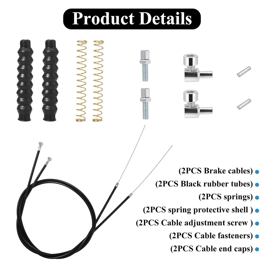 2 Packs Rollator Brake Cable Replacement Parts, 41" Black