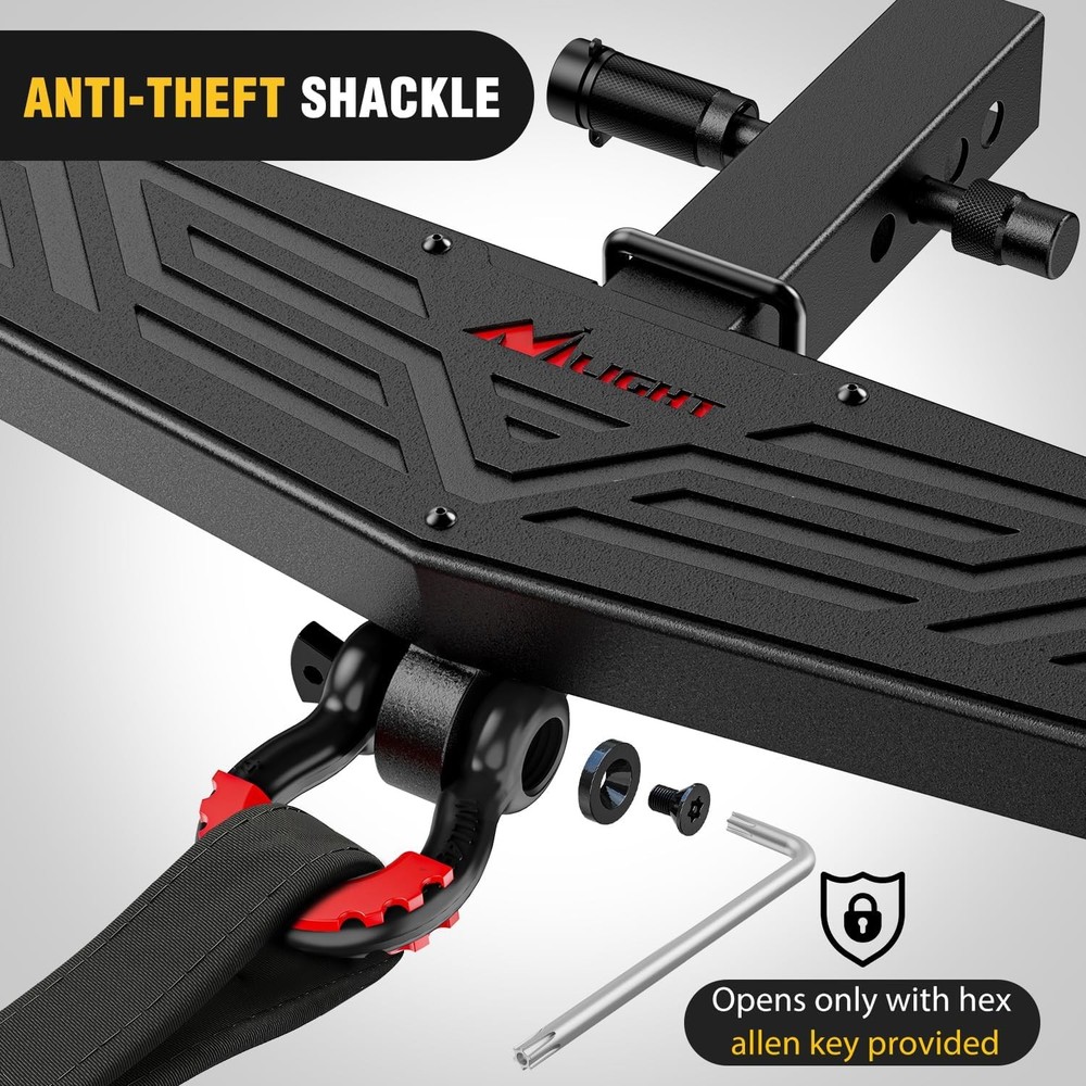 Nilight Hitch Step 2 Inch Receiver Universal Trailer Hitch Step D-Ring Shackle