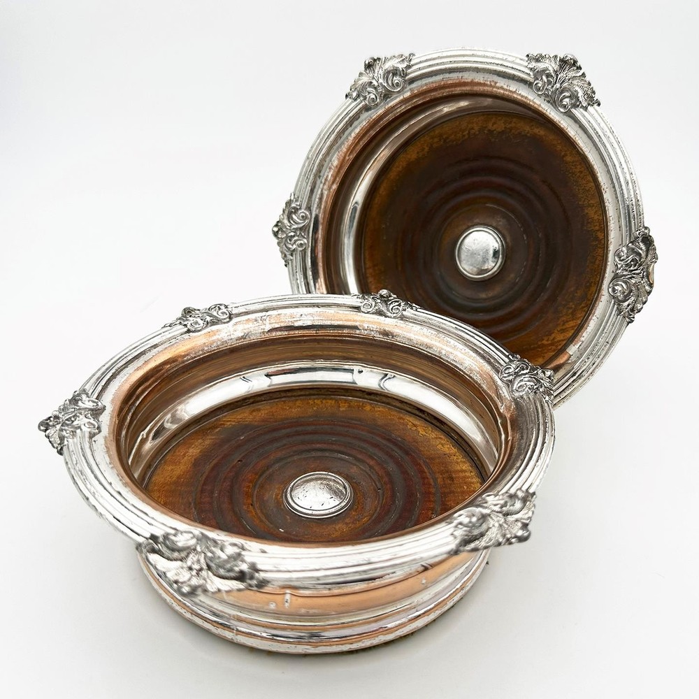 PAIR BOTTLE COASTERS OLD SHEFFIELD PLATE WILLIAM IV c1830